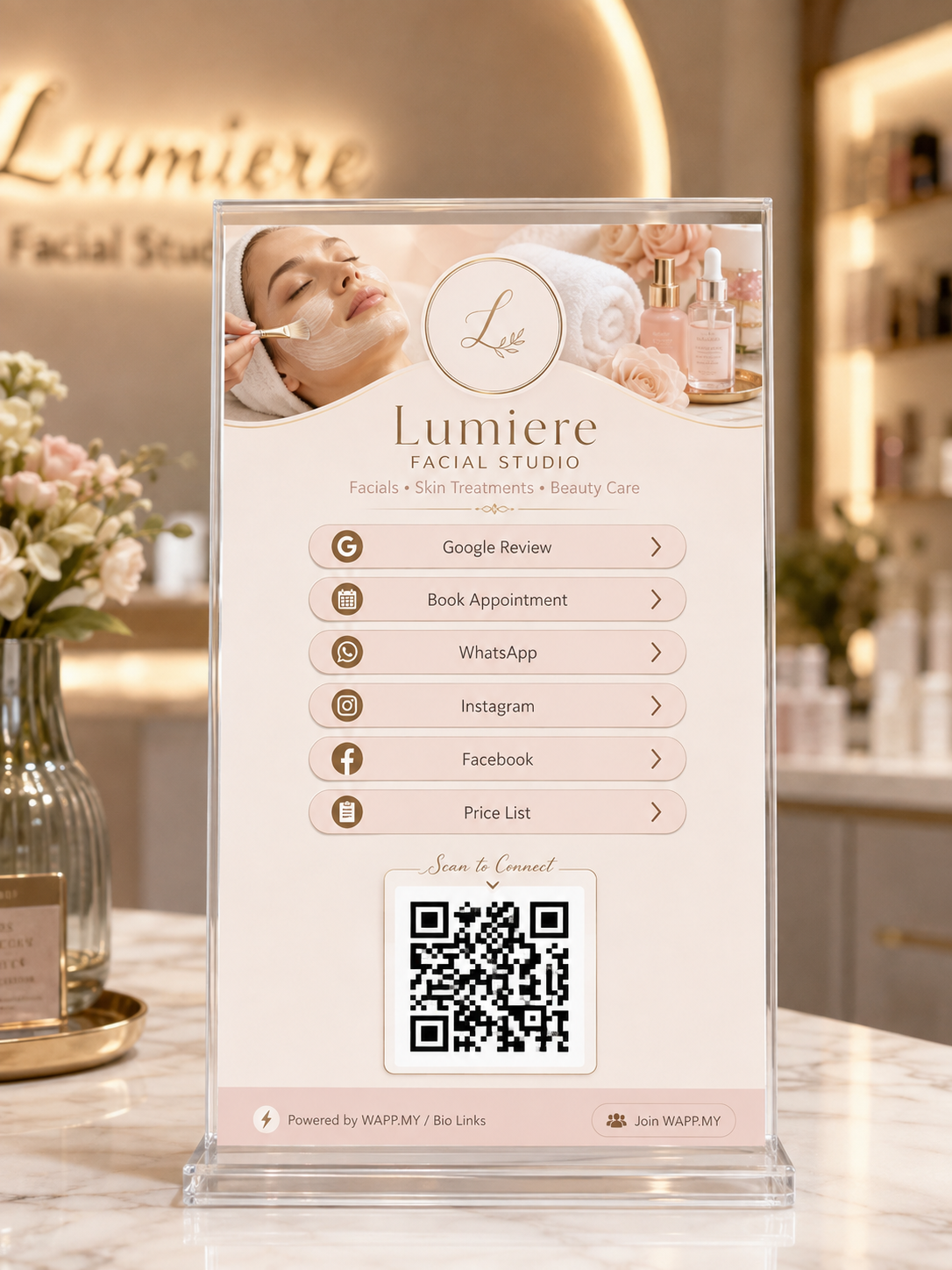 Beauty salon QR table card