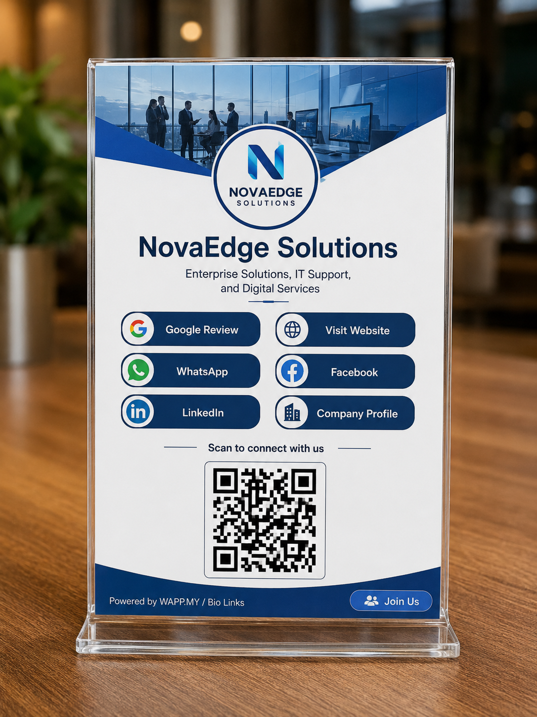 B2B company QR table card