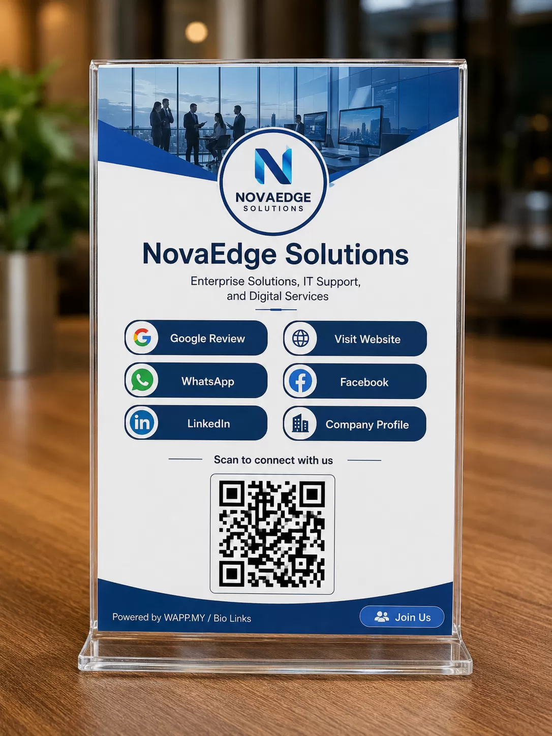 B2B company QR table card