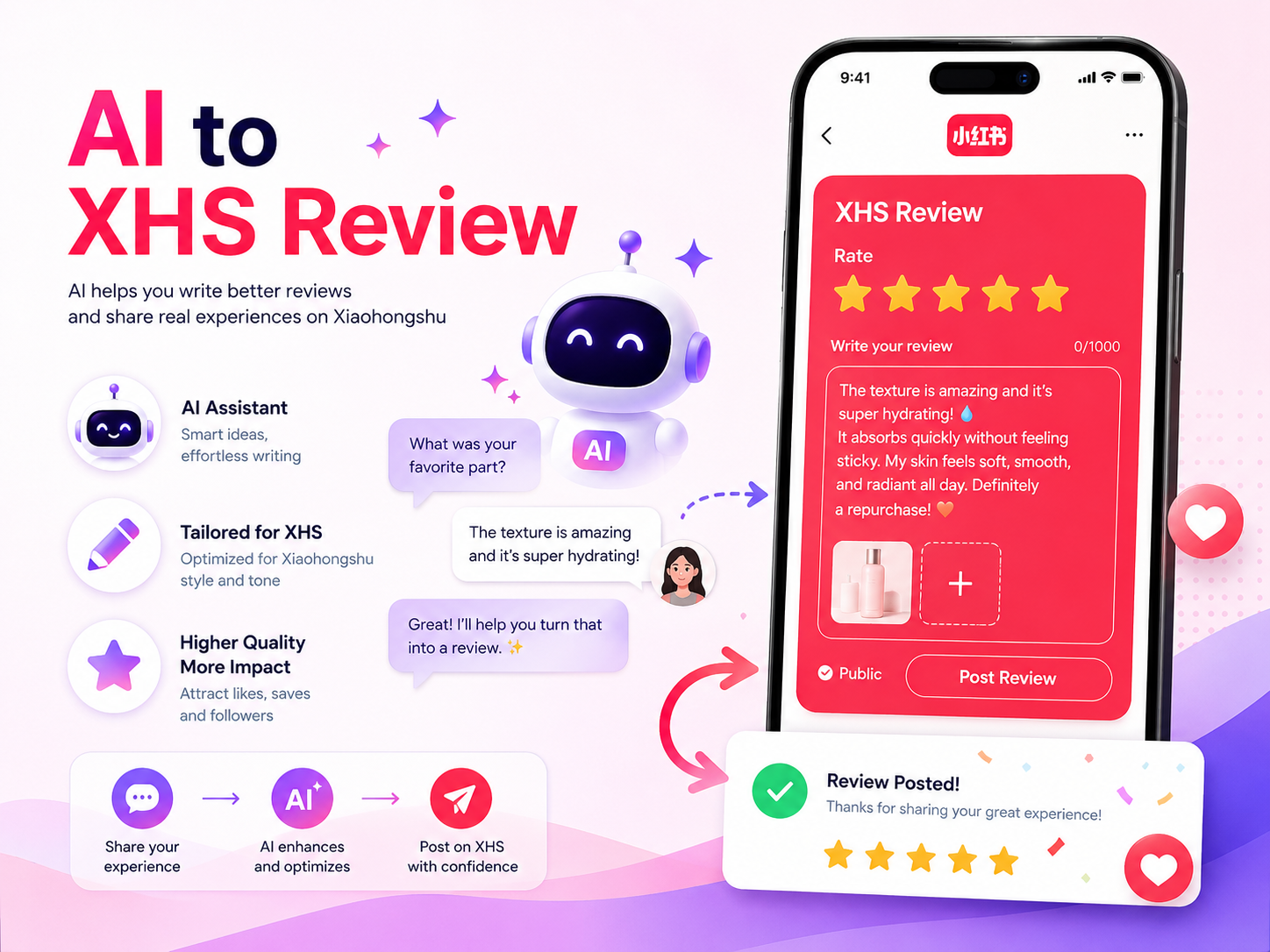 AI XHS review mobile app