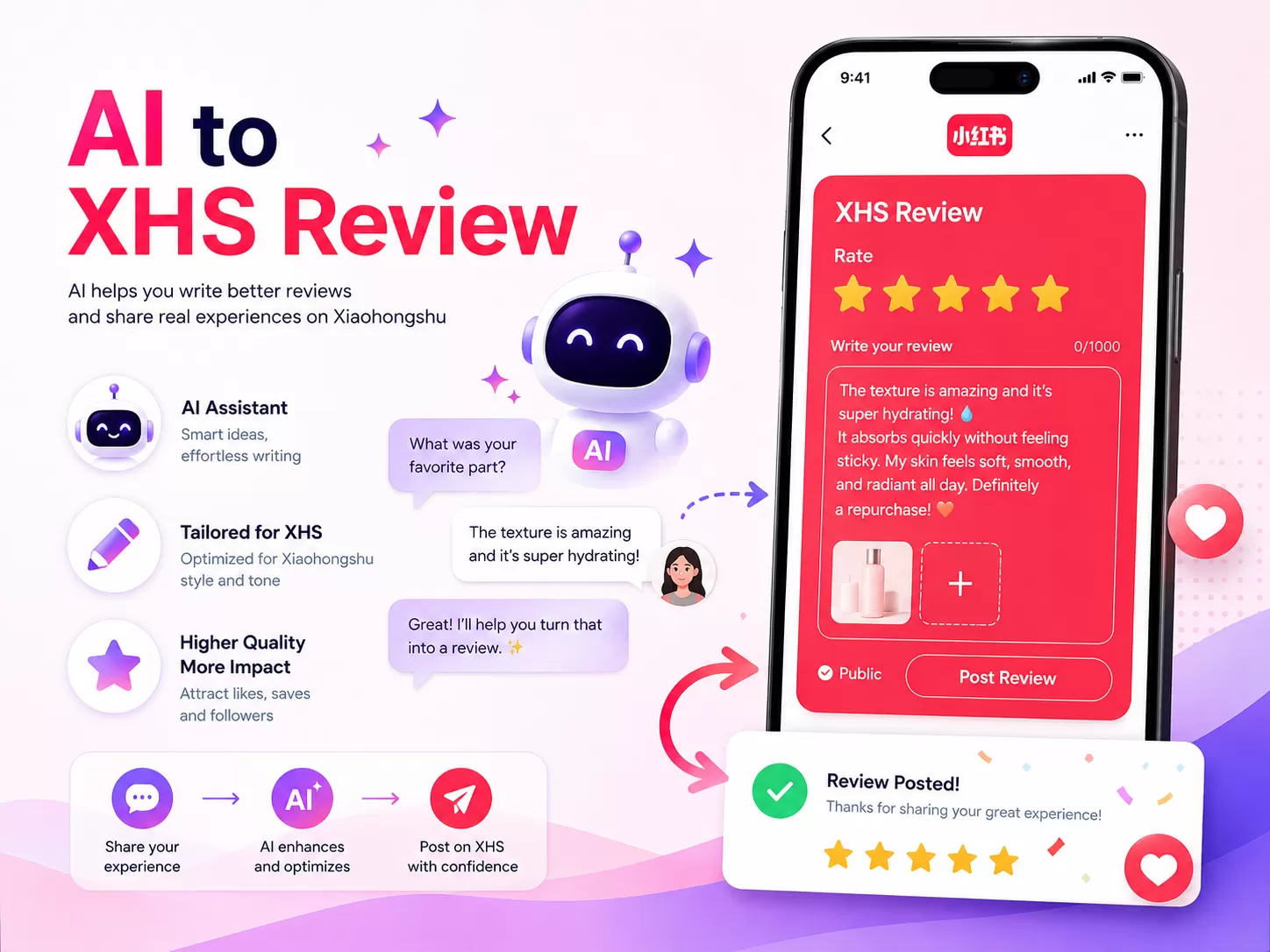 AI XHS review mobile app