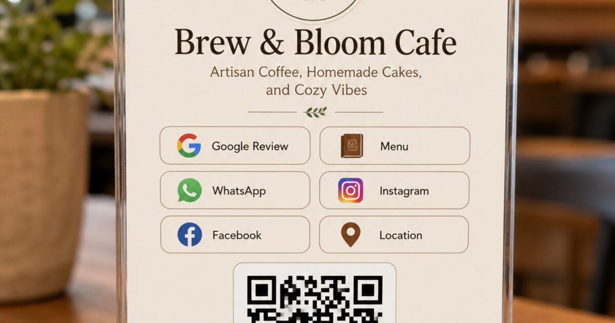 QR table card — leave a review get a small gift